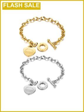 Embossed Heart Charm Bracelet for Women, Stainless Steel Bracelet with Bible